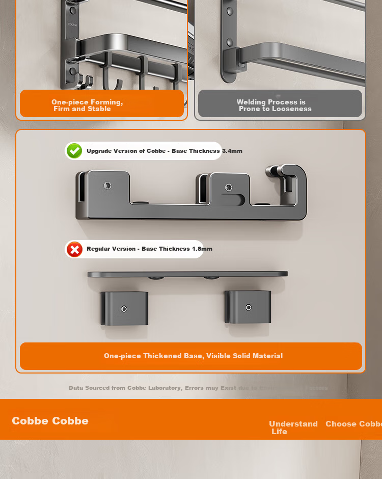 Cobbe Bathroom Storage Rack, Toilet No-Drilling Towel Holder, Space Aluminum Organizer Hooks 9