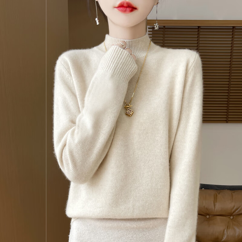 Miiow Women's Half Turtleneck Knit Sweater Autumn Winter Loose Base Layer Stylish Top 2025 New