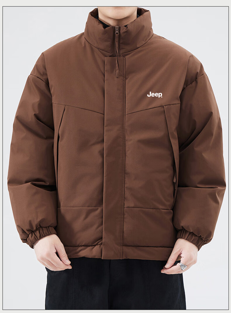 JEEP Men's Thickened Warm Windproof Cotton Padded Jacket Loose Casual Winter Coat 9