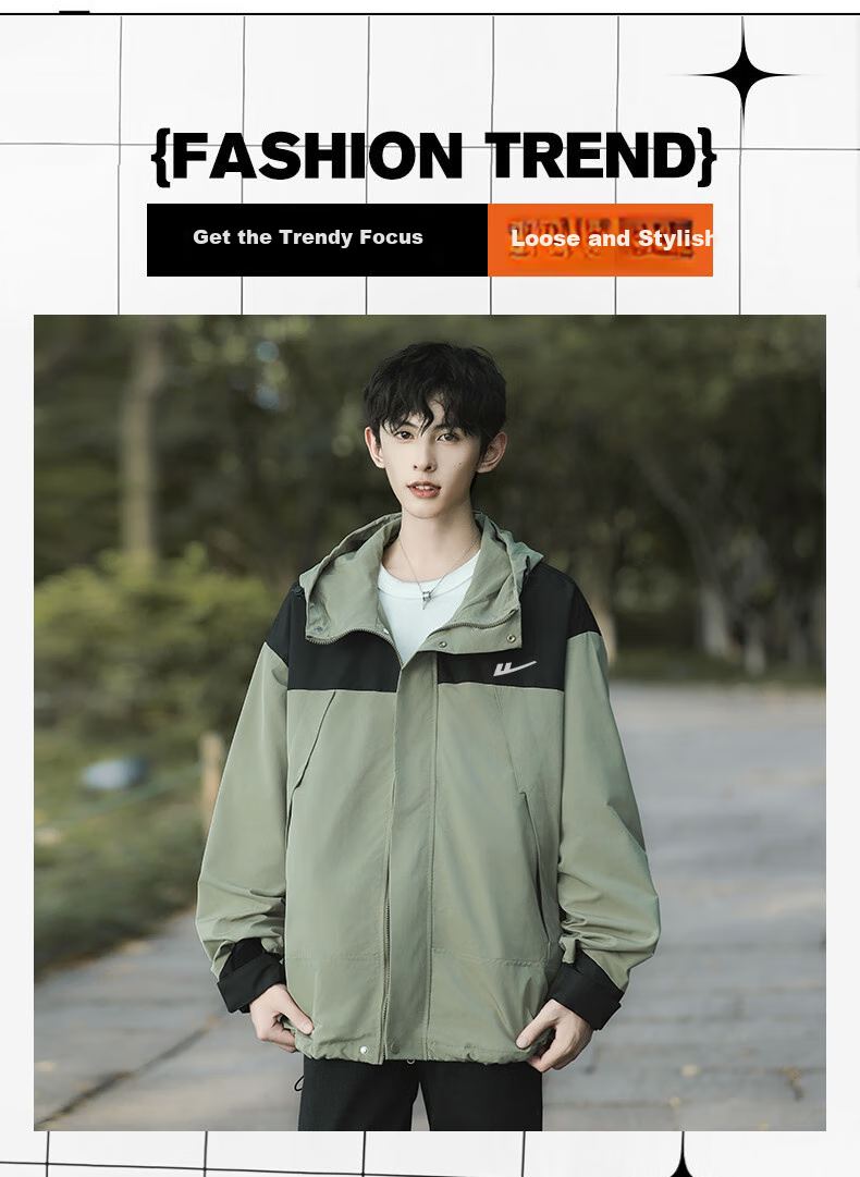 Huili Casual Jacket for Men, Spring And Autumn Outerwear, Windproof, Waterproof, Breathable, Hiking Coat 2