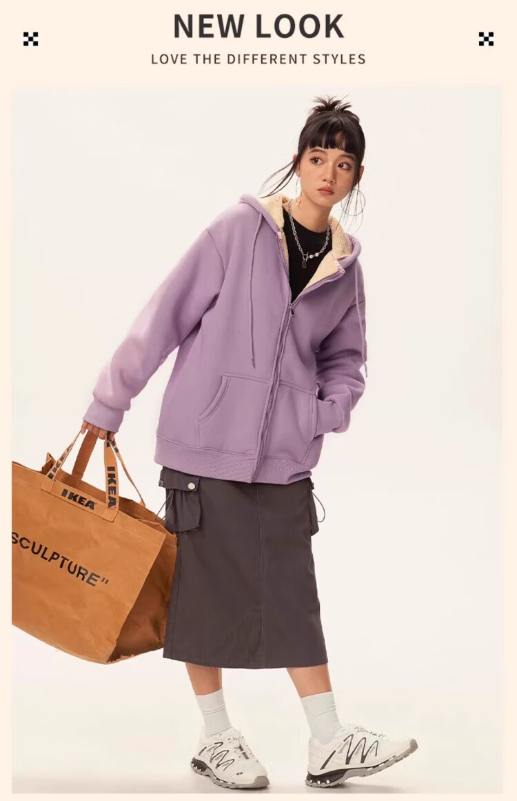 Urban Beauty Fleece-Lined Women's Hoodie 2025 New Winter Loose Plus Size Cardigan Warm Casual Jacket 6