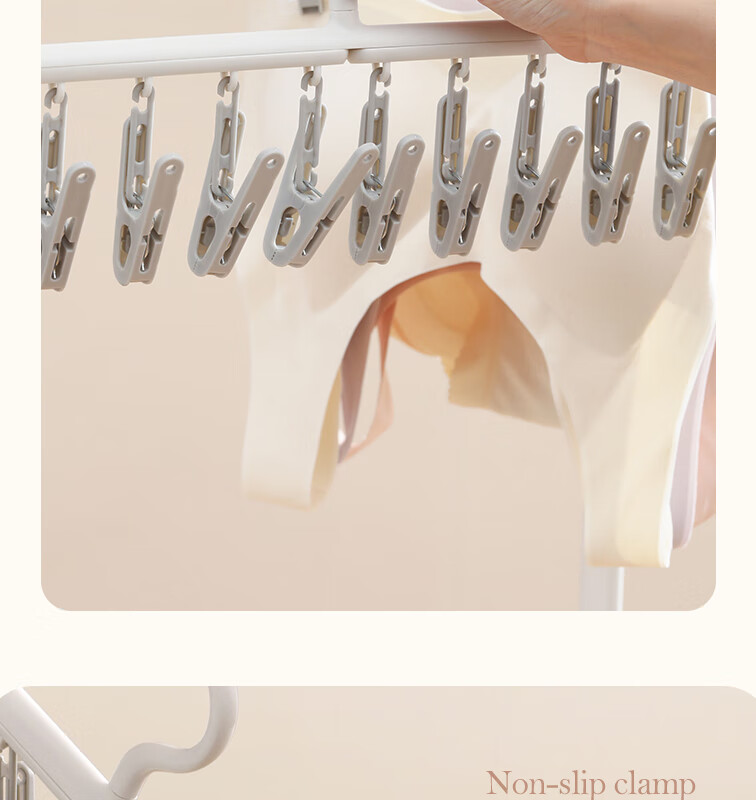 Bonnie Home Foldable Sock Drying Rack with Multiple Clips for Underwear and Baby Clothes, White, 12 Clips 3