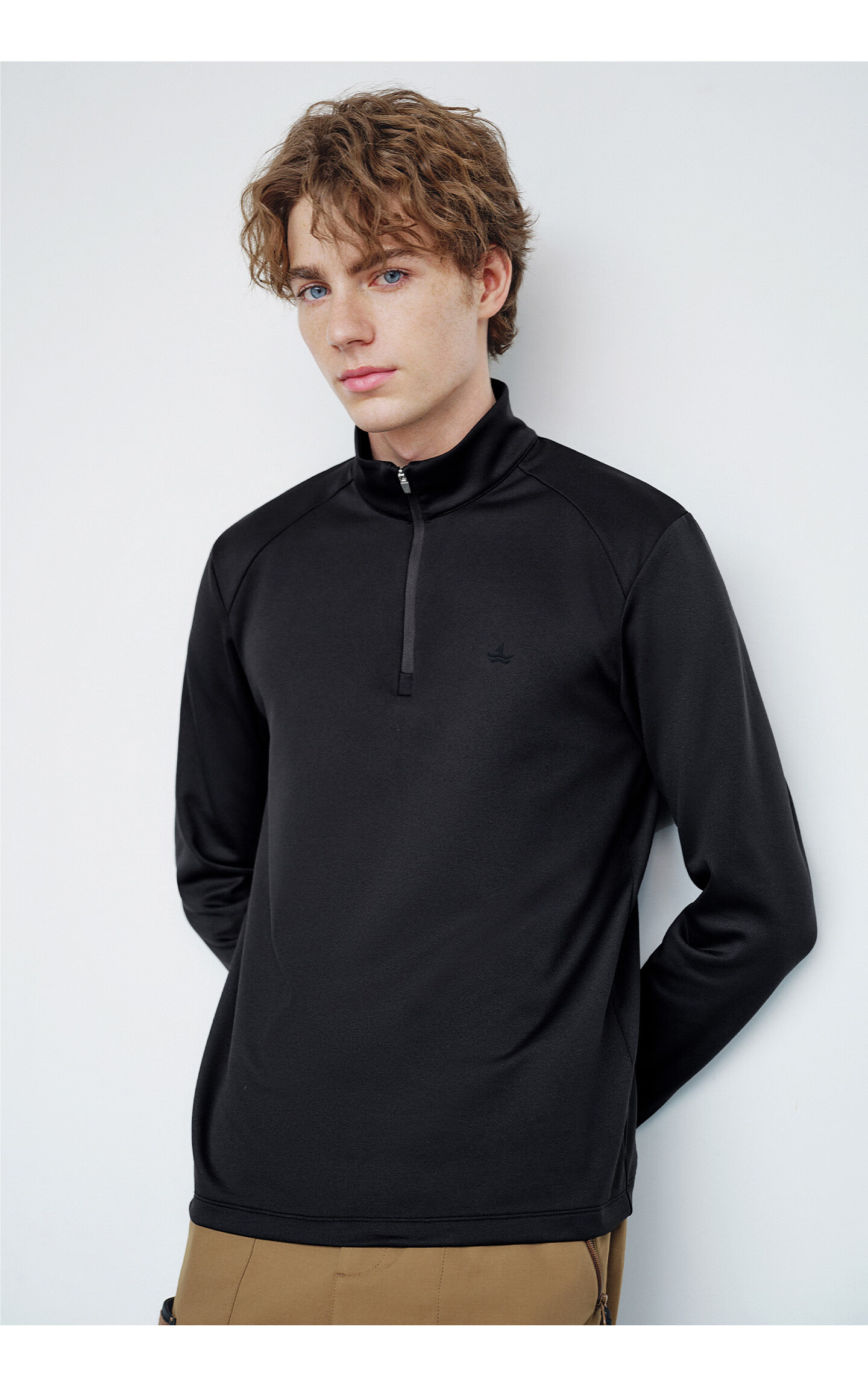 Navigare Celebrity-Inspired Small Sailboat Men's Half-Zip Brushed Casual Sweatshirt Inner Layer Top 1135845304 35