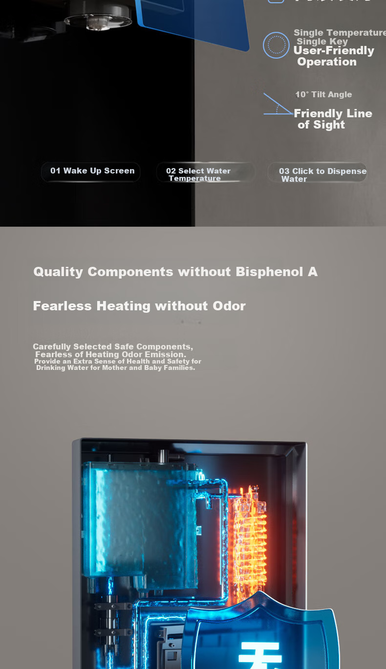 Anjier Wall-Mounted Water Dispenser, Ultra-Thin Design, Six Temperature Settings, Quantitative Water Extraction, Hot And Cold Drinking Machine, Integrated Heating System, Y3611BK-G Gray Color 9