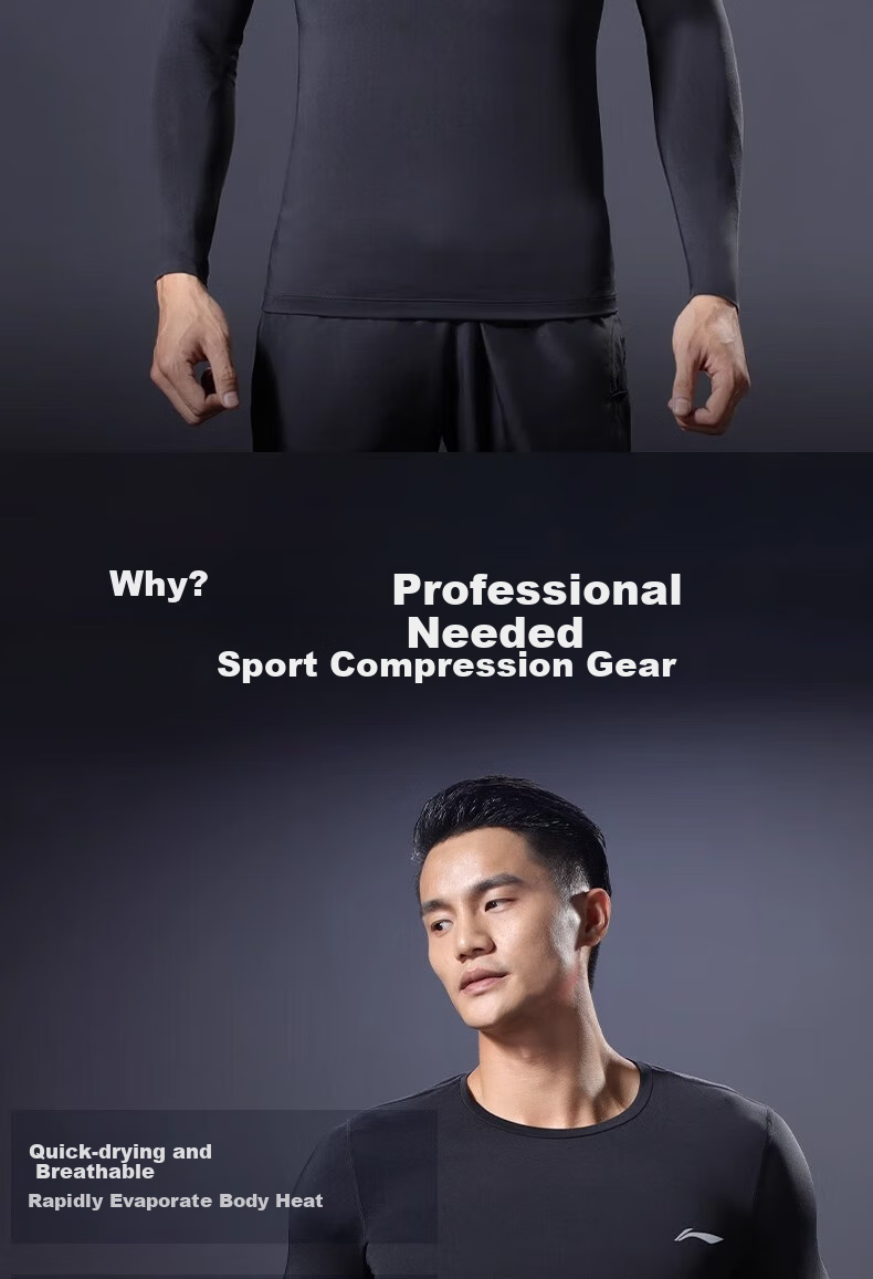 Li-Ning Quick-Dry Shirt for Men, Spring And Summer Basketball Compression Top, Running Sports Compression Wear, Fitness Training Suit, Yoga Outfit, Long-Sleeve Top 1