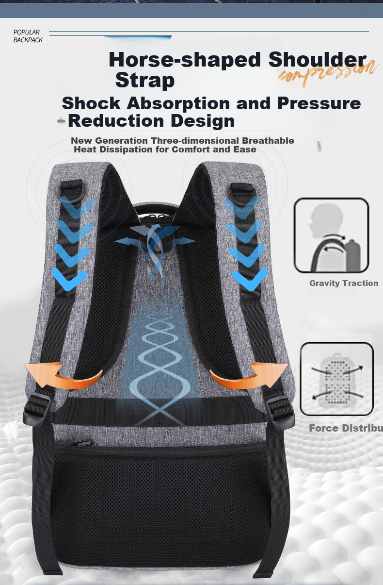BRINCH Laptop Backpack for 15.6/16 Inch Notebooks, Shockproof Business Commute Large Capacity Schoolbag 7