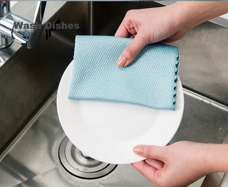 Dawei Fish Scale Cleaning Cloth, 30*40cm*5 Pieces, Kitchen Dishwashing Cloth, Oil-Removing And Water-Absorbing, K2 9
