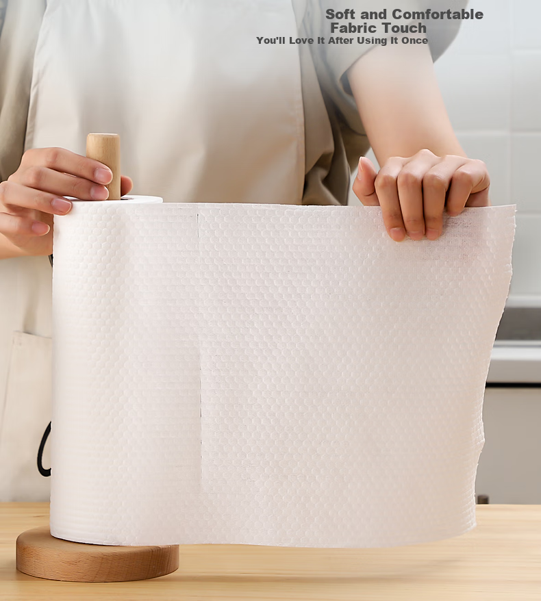 Tinghao Disposable Cleaning Cloths, 200 Sheets Per Roll, 4 Rolls, Thickened Kitchen Dishwashing Cloths, Cleaning Rags, Stain Removal, Absorbent, Wet And Dry Use 8