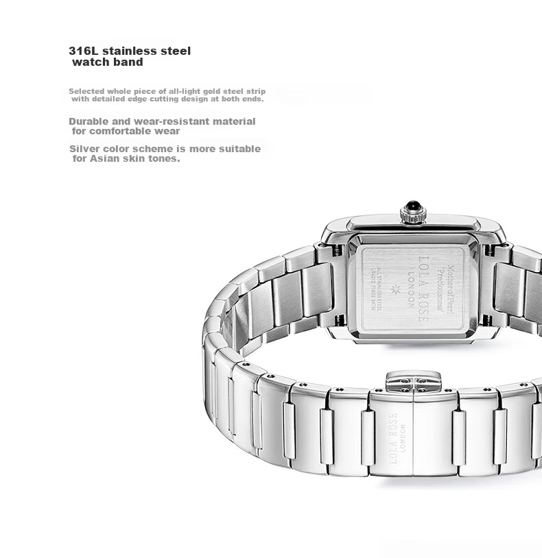 LOLA ROSE Urban City Tour Small Square Watch for Women, Versatile Commuter Birthday Gift for Girls 10