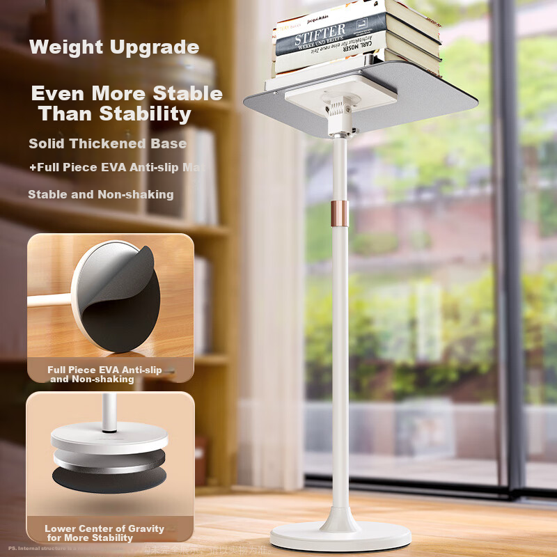Xiaotianweilai Adjustable Floor Reading Stand, Standing Bookshelf for Picture Books And Sheet Music, Reading Device for Computer And Tablet, Anti-Lowering Head Posture, Back-To Essential, Wooden Reading And Writing Platform