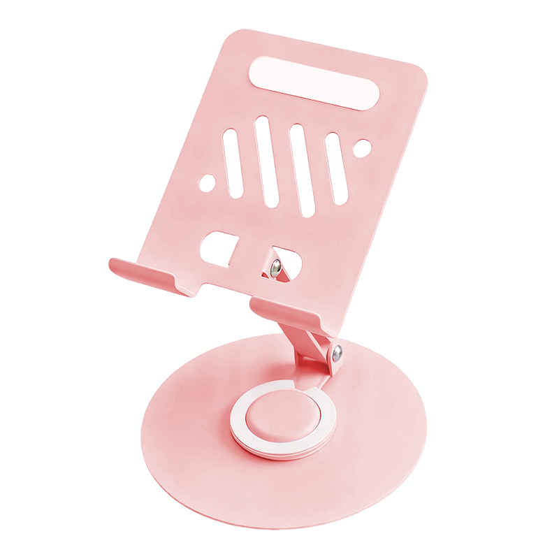 BZBC Flat Stand iPad Desktop Phone Holder 360° Multifunctional Rotatable Foldable Lazy Support Bracket for Gaming Online Classes Drawing Video Universal Phone Light Pink