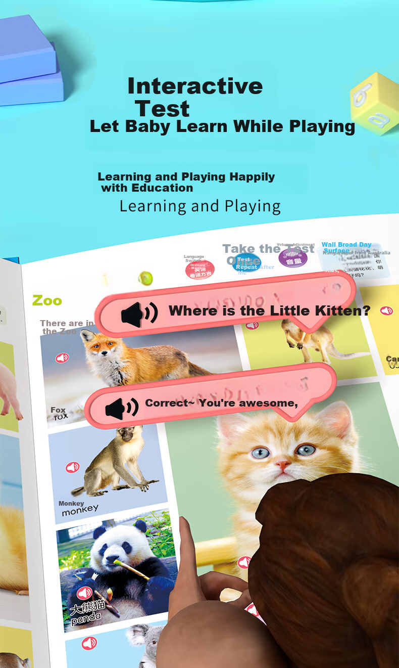 Leilang Talking Early Education Audio Book, Ages 0-9, Point-And Reading Machine, Sound Book, Children's Toy, Birthday Gift for Boys And Girls 10