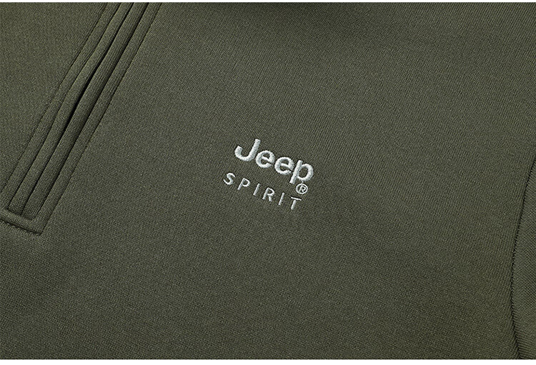 JEEP SPIRIT Men's Autumn Winter Stand Collar Pullover Zipper Base Layer Sweatshirt 2588 Khaki [Fleece Lined] L 21