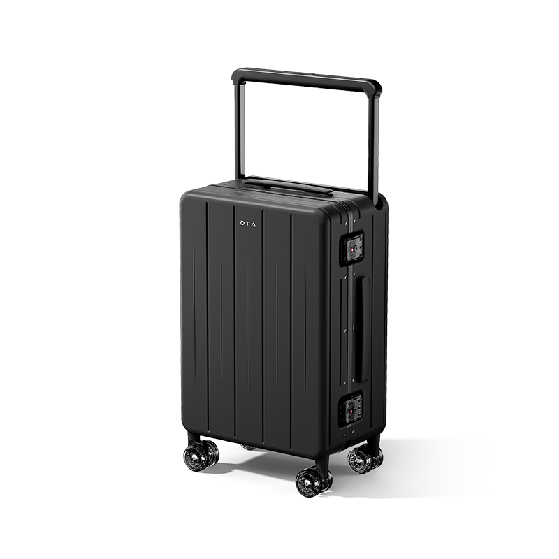 DTA Aluminum Frame Wide Handle Luggage Women New Large Capacity Trolley Case Men Carry-On Password Travel Suitcase Black 20 Inch