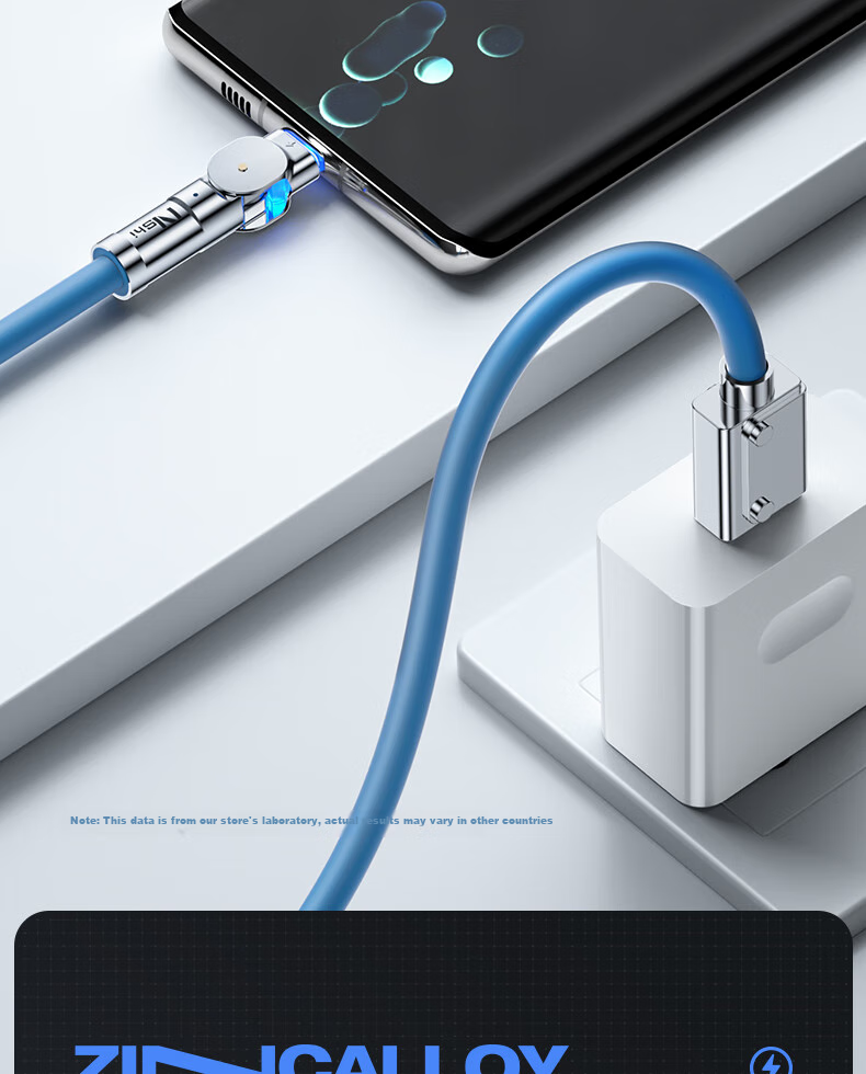 Nengshi Charging Cable, Type-C Data Cable, 100W Fast Charging, USB-C Flash Charging, 6A, Suitable for Huawei, Vivo, Xiaomi, OPPO, Honor Phones, Thickened, Rotatable Head, 1.5 Meters, Blue 5