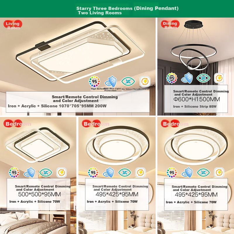 NVC Nordic Lighting Simple Package Starry Sky Atmosphere LED Voice-Controlled Smart Control Ra95 Large Size Starry Sky