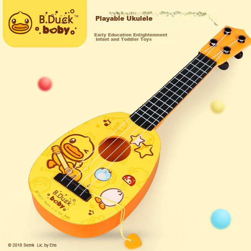 B.Duck Ukulele Early Education Musical Instrument Toy for Infants And Toddlers, Realistic Pluckable Musical Instrument, Birthday Gift for Elementary School Students