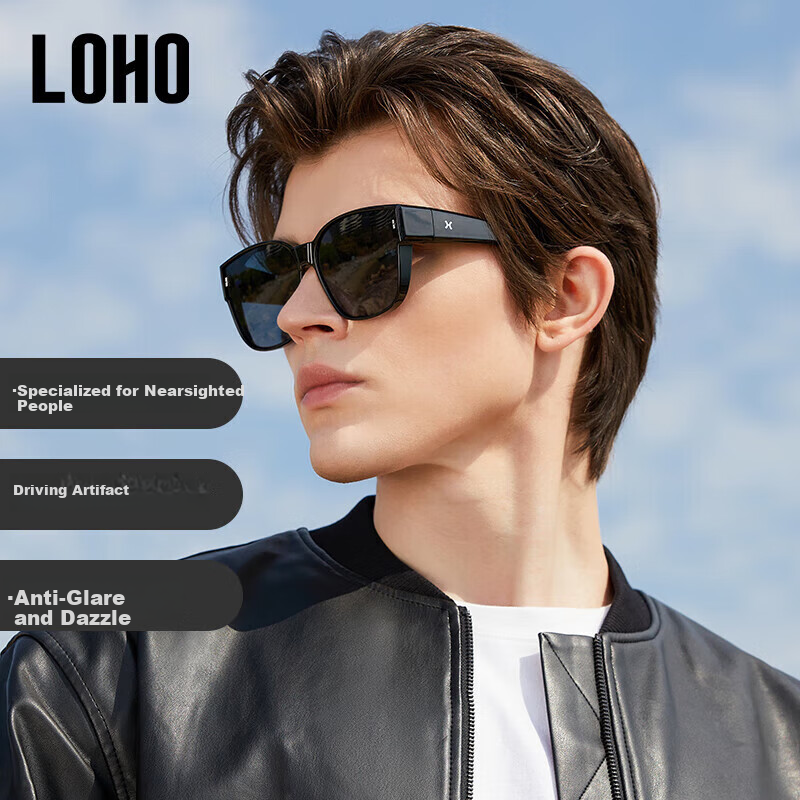 LOHO Polarized Sunglasses for Women And Men with Prescription Lenses, UV Protection, Driving Glasses, Transparent Gray
