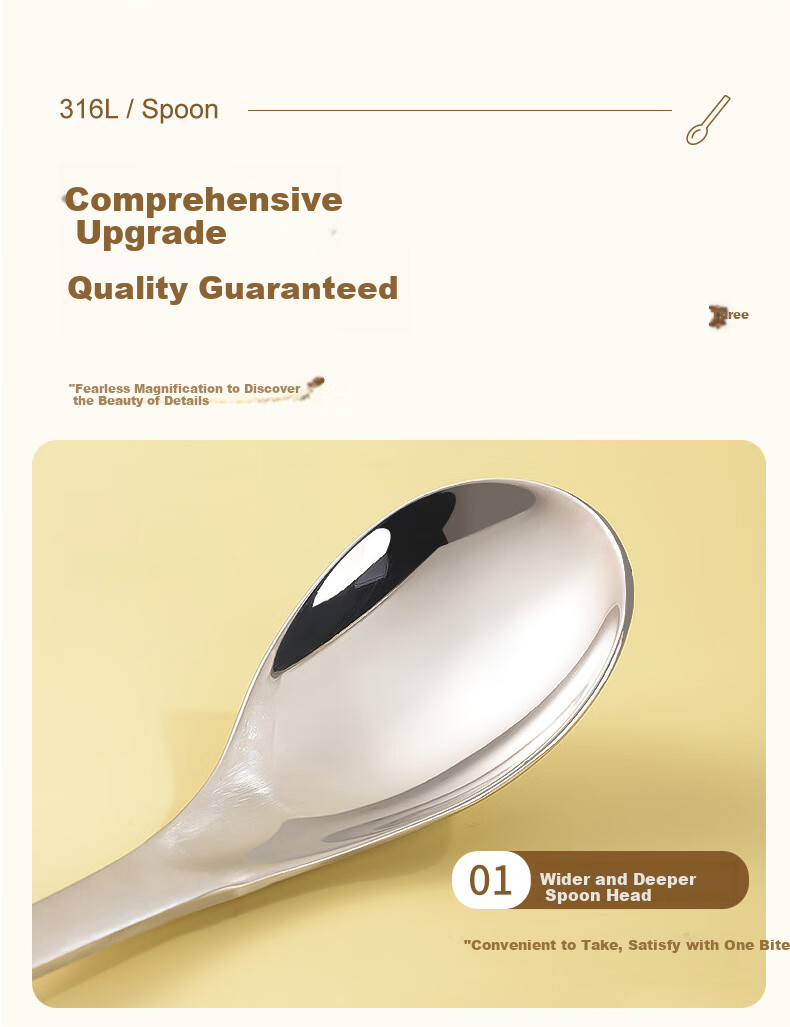 Guangyi Spoon, 316L Stainless Steel Soup Ladle, Household Serving Spoon, Enlarged And Thickened Dining Spoon, 2-Piece Set, GY8549 13