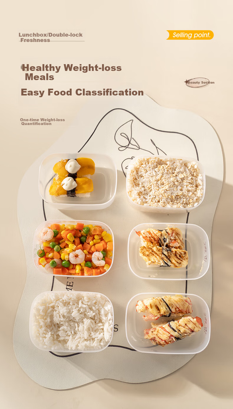 CAIZHI Rice Storage Containers, Refrigerator Food Keepers, Storage Boxes, Lunch Boxes, Bento Boxes, Microwave-Safe, Set of 6, CZ6628 16