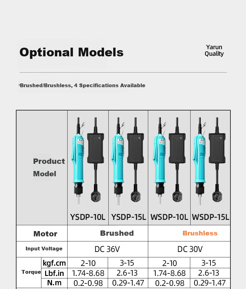 Yarun Brushless Fully Automatic Electric Screwdriver, Adjustable Low Torque Industrial-Grade Electric Screwdriver YSDP-15L 10