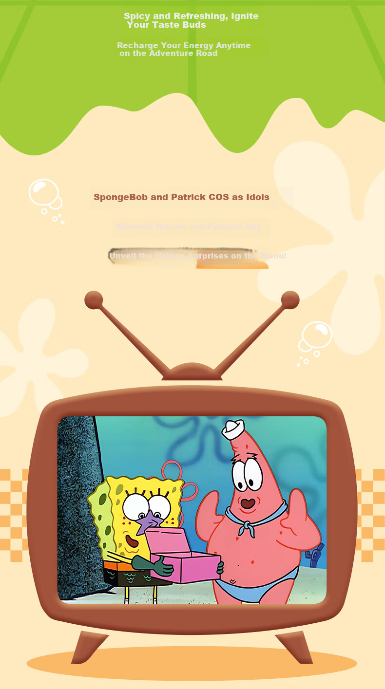 AREA-X SpongeBob Collaboration Blind Box Building Blocks Trendy Toy Assembly Birthday Gift, Bichi Bao Fast Food Delivery, 1 Box 10