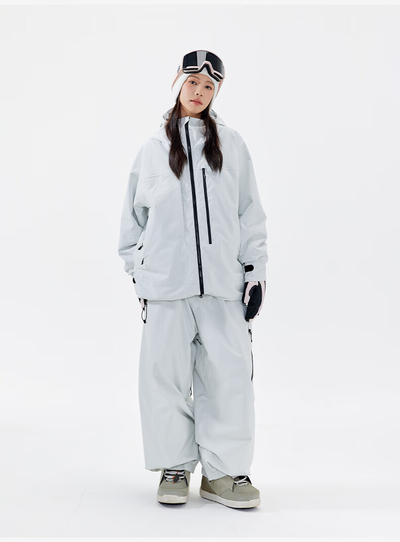 NANEN Women's 3L Fully Taped Waterproof Loose Fit Professional Thickened Snowboard Pants, Black, M 23