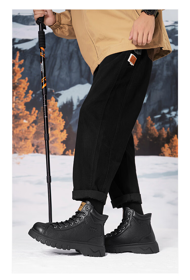 G.N.Shi Jia Men's Boots 2025 Autumn Winter New Low-top Martin Boots Outdoor Thick-soled Casual Leather Shoes Trendy Versatile Men's Shoes 37
