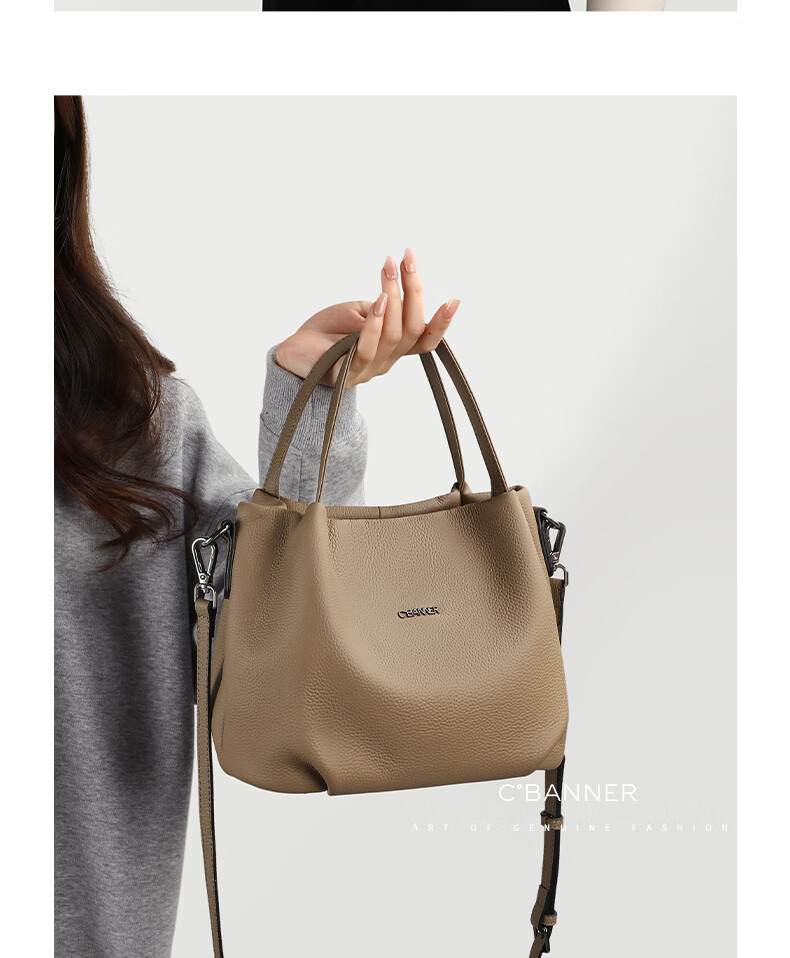 C.BANNER First Layer Cowhide Women's Handbag Large Capacity Shoulder Crossbody Bag Birthday New Year Gift for Girls Girlfriend 3