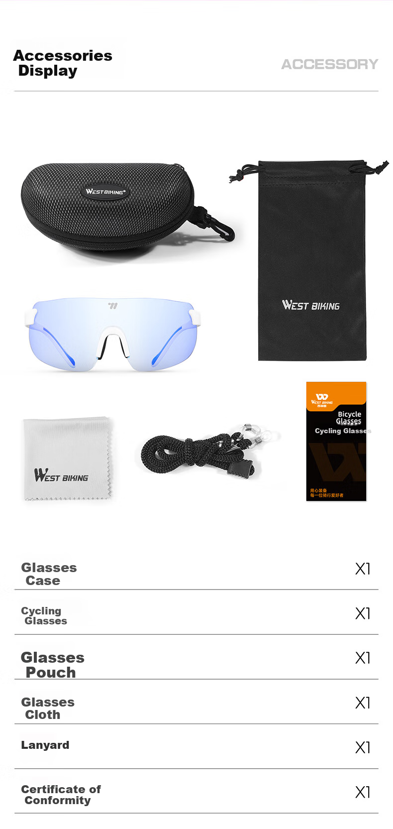 WestBiking Windproof And UV-Resistant Lightweight Cycling Glasses, Transparent Photochromic - Black Frame 9