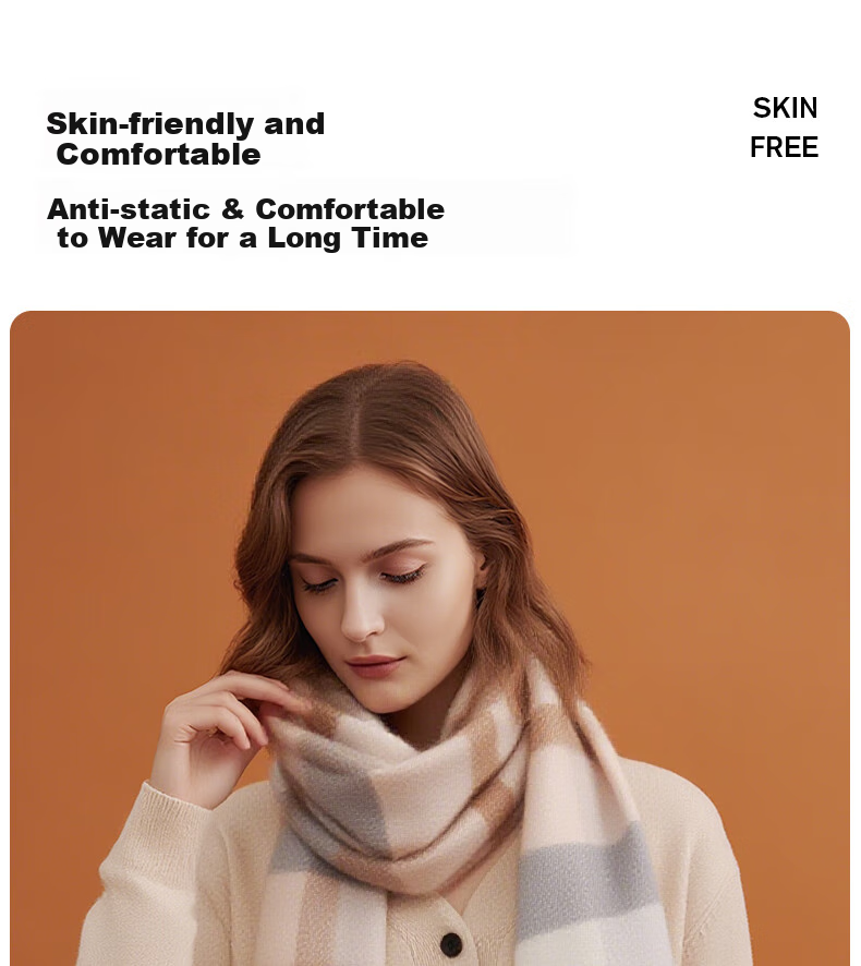 Hengyuanxiang Women's Winter Scarf, Pure Wool Plaid Shawl, Autumn And Winter Ladies' Neck Warmer, Mid-Autumn Festival Gift for Mom, Birthday Present in Gift Box 6