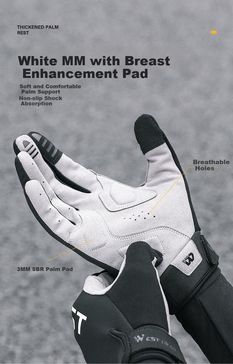 WestBiking Autumn And Winter Windproof Long Finger Gloves, Bicycle Anti-Slip Shock-Absorbing Outdoor Mountain And Road Bike Cycling Equipment M 8