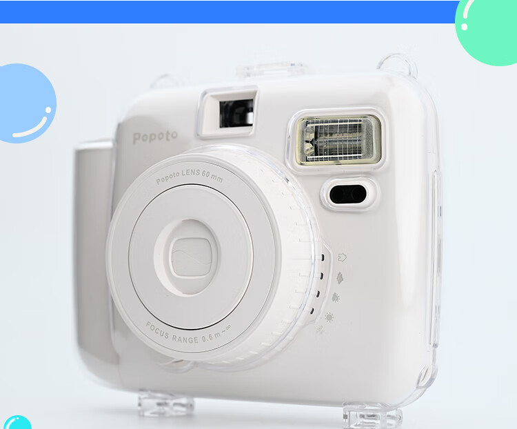 POPOTO Instant Film Set Color Mini Instant Camera Compatible Film (Foil Packaging) 10 White Border Sheets + 1 Transparent Protective Case 5
