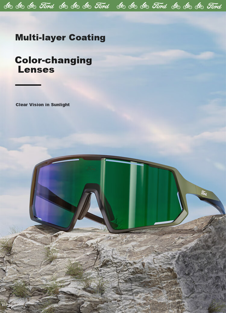 Fute Outdoor Sports Cycling Glasses, Day And Night Use, Photochromic Polarized Running Glasses for Men And Women, Protective Eyewear, Matte Green Frame - F164 4