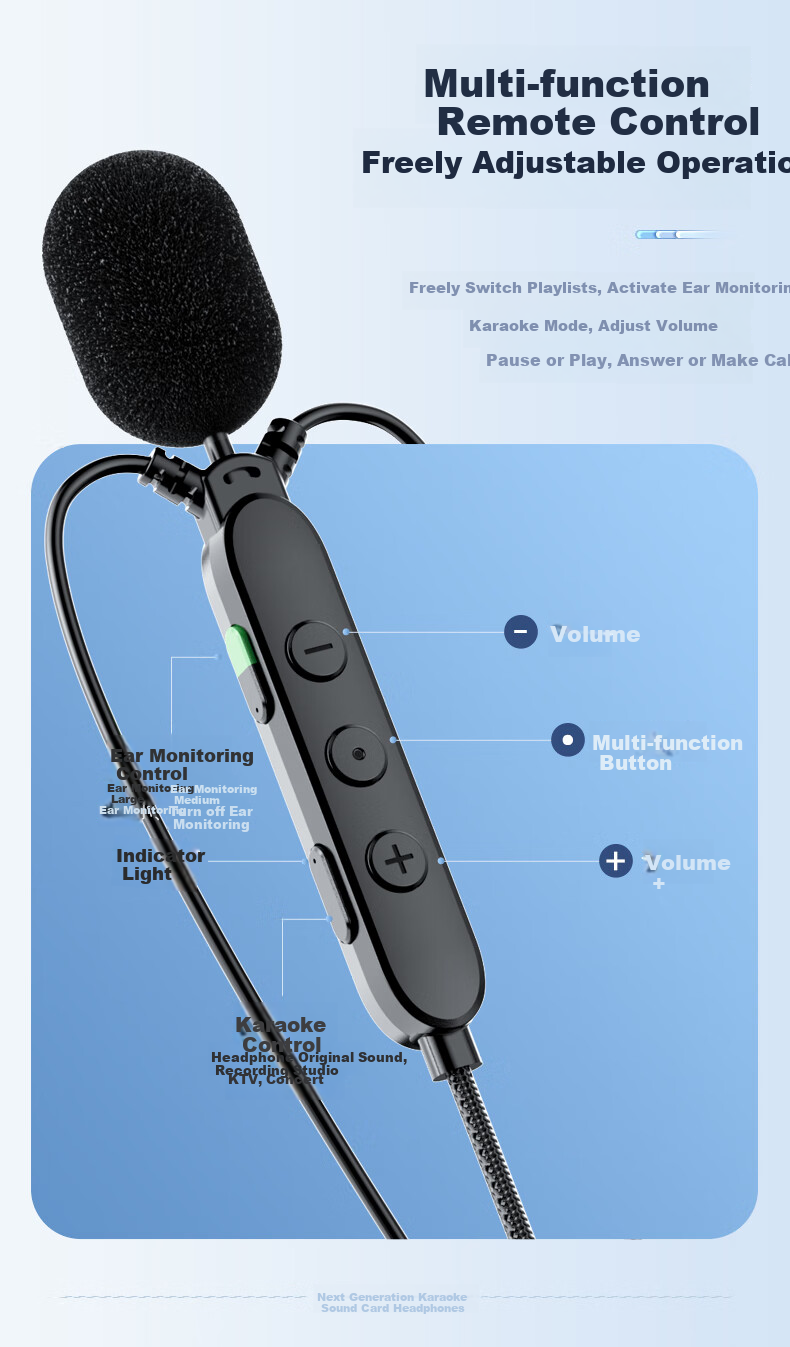 WITGOER [Noise-Cancelling Anti-Spray Microphone] Karaoke Wired Headphones, Lightning Singing Recording Mobile Phone Microphone, Direct Streamer Microphone with Built-In Sound Card, Suitable for Quanmin Changba 11