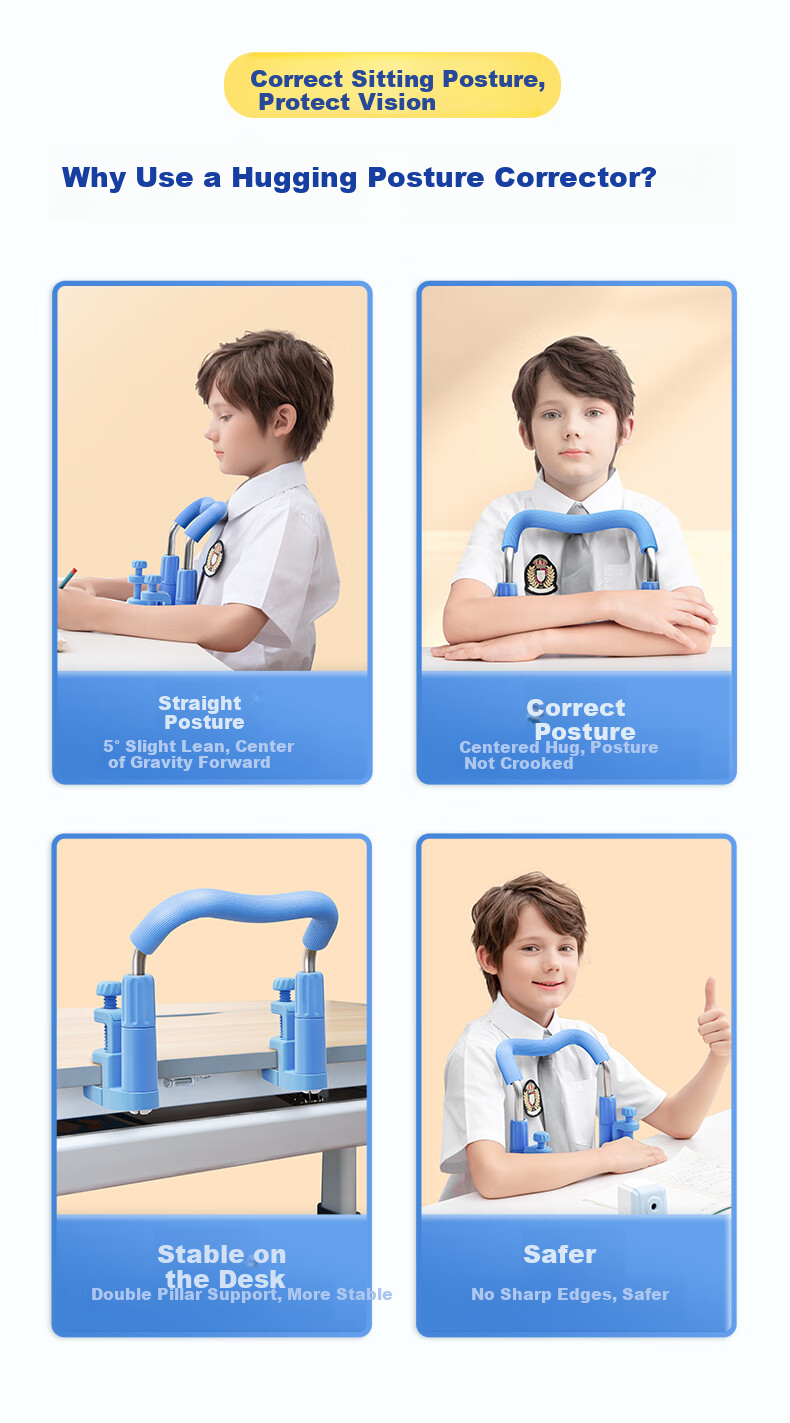 Maotaizi Posture Corrector, Anti-Lowering Head Writing Device, for Primary School Students, Protects Myopia, Prevents Hunchback, Improves Posture for Writing And Learning, Reading Aid Stand, Blue 3