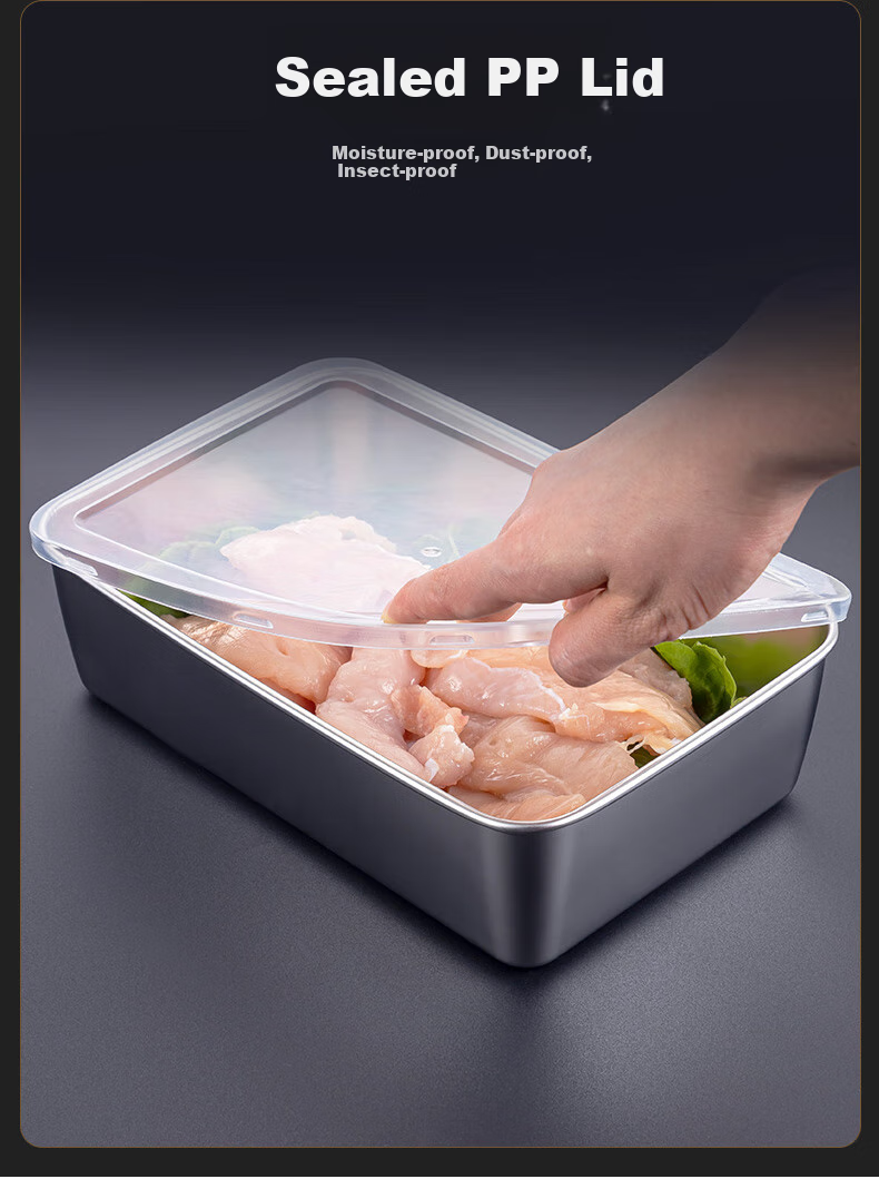 Jinyaoshi Stainless Steel Food Storage Containers, Meal Prep Boxes, Portion Containers, Refrigerator Storage Boxes, 3-Piece Set, Small Size with Lids, GK-PC650 11