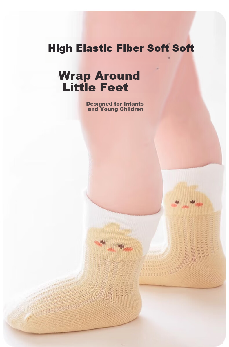 Aibaoshi Baby Socks, Spring And Autumn Newborn Socks, Mid-Calf Cotton Socks for Infants, Children's Socks And Foot Covers, 4 Pairs, Size S, S398 14