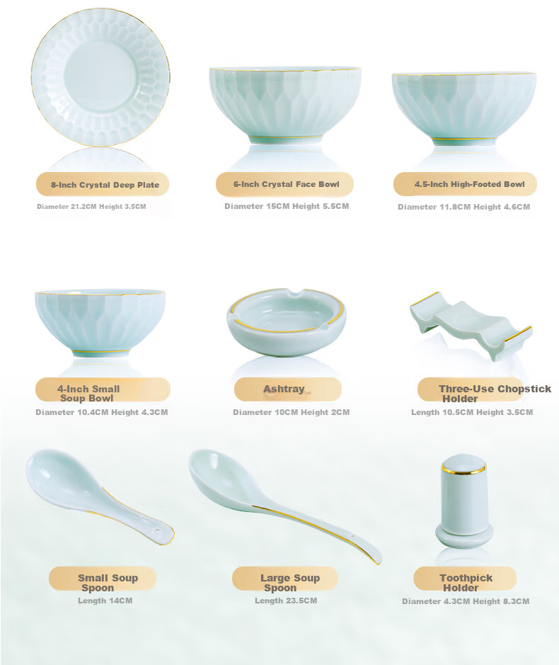 Guanpo 2025 Underglaze Color Bowl And Plate Set, High-End Tableware Set from Jingdezhen, Porcelain Bowls And Plates for Home Use, Housewarming Gift 14