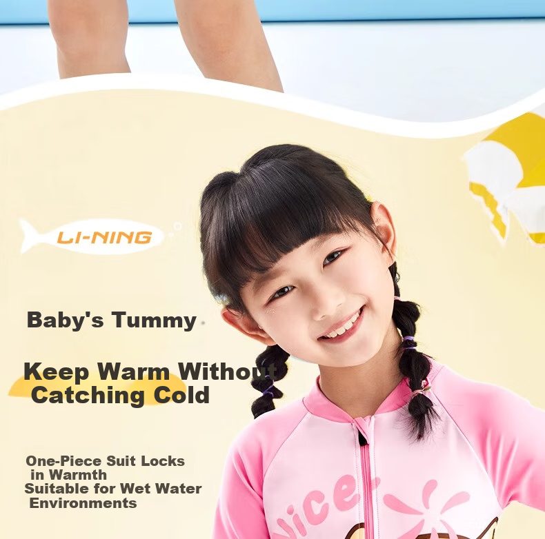 LI-NING Kids Swimsuit Girls Boys Toddler Fashion One-Piece Swimwear Size 130 9