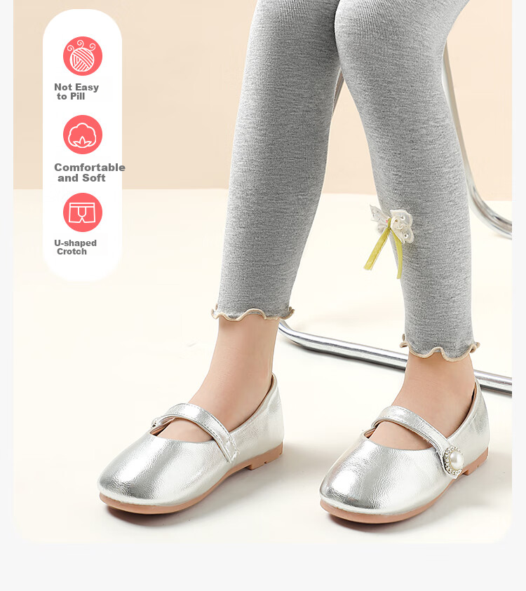 Bingxuemumian Children's Leggings, Girls' Spring And Autumn Thin Nine-Point Pants, Elastic for Small to Big Kids, Versatile for Students, Wearable As Outerwear Long Pants 2