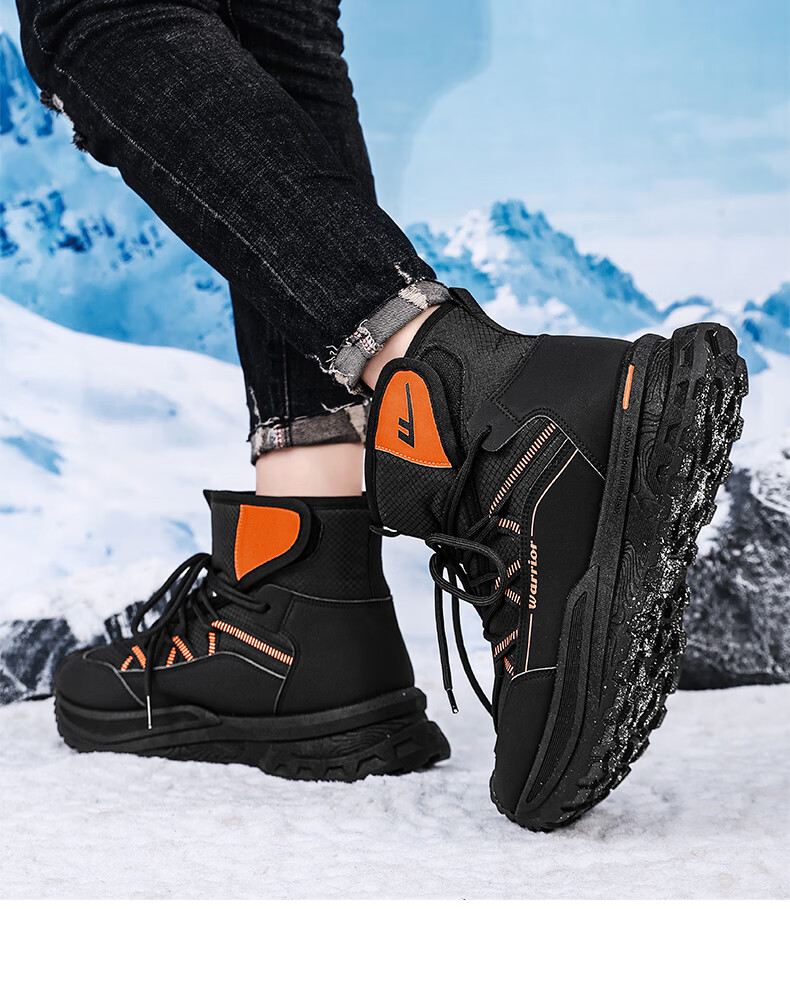 Warrior Official Men's Snow Boots 2026 Spring Cotton Lined Martin Boots Black Size 41 23