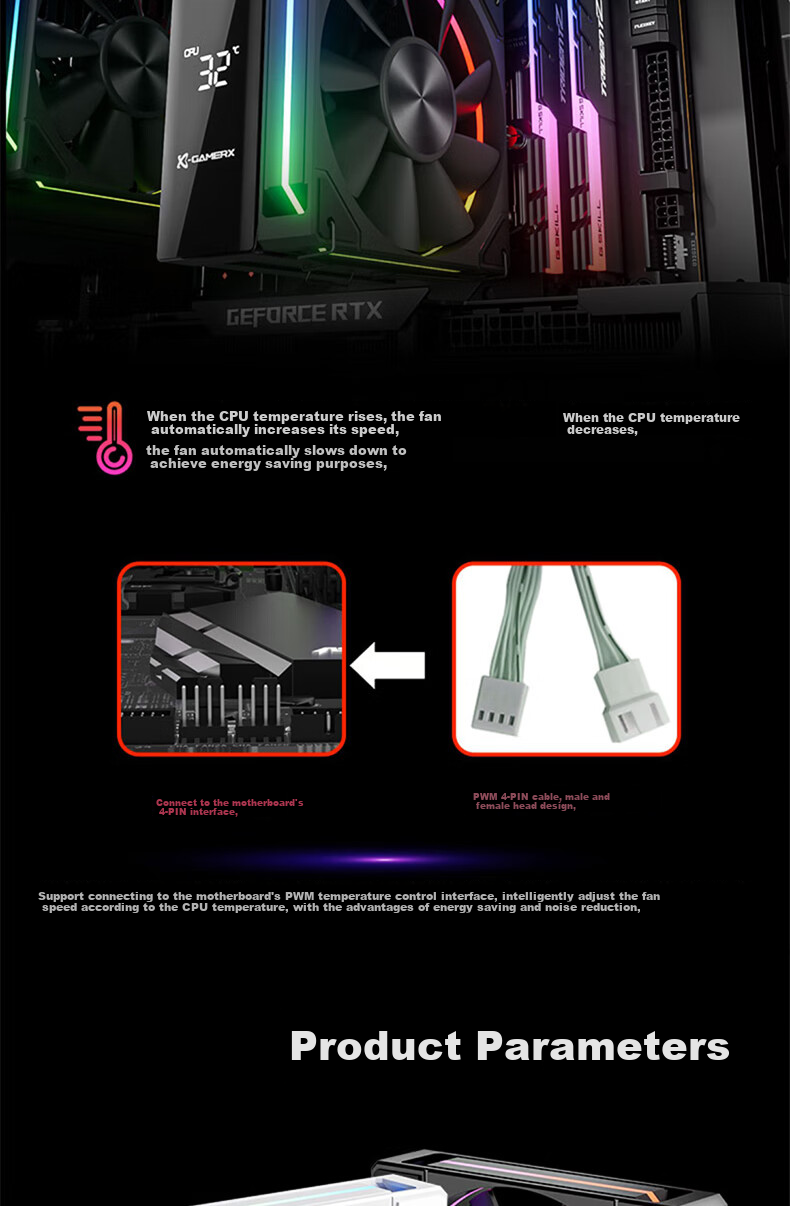 PowerTrain Unknown Player Glider A12 Case Fan, 12CM Desktop Computer ARGB Synchronized Lighting, CPU Cooling Fan, Four-Sided Ring Light Effect, PWM Speed Control, White Anti-Rotor 7