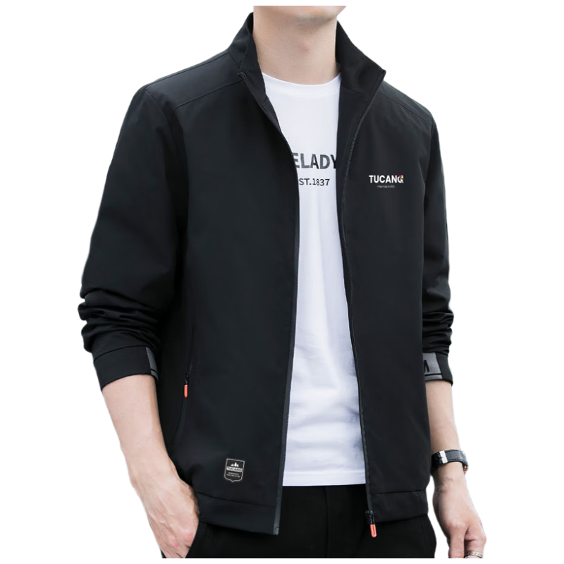 TUCANO Men's Jacket Autumn Winter Business Casual Stand Collar Coat Black 4XL