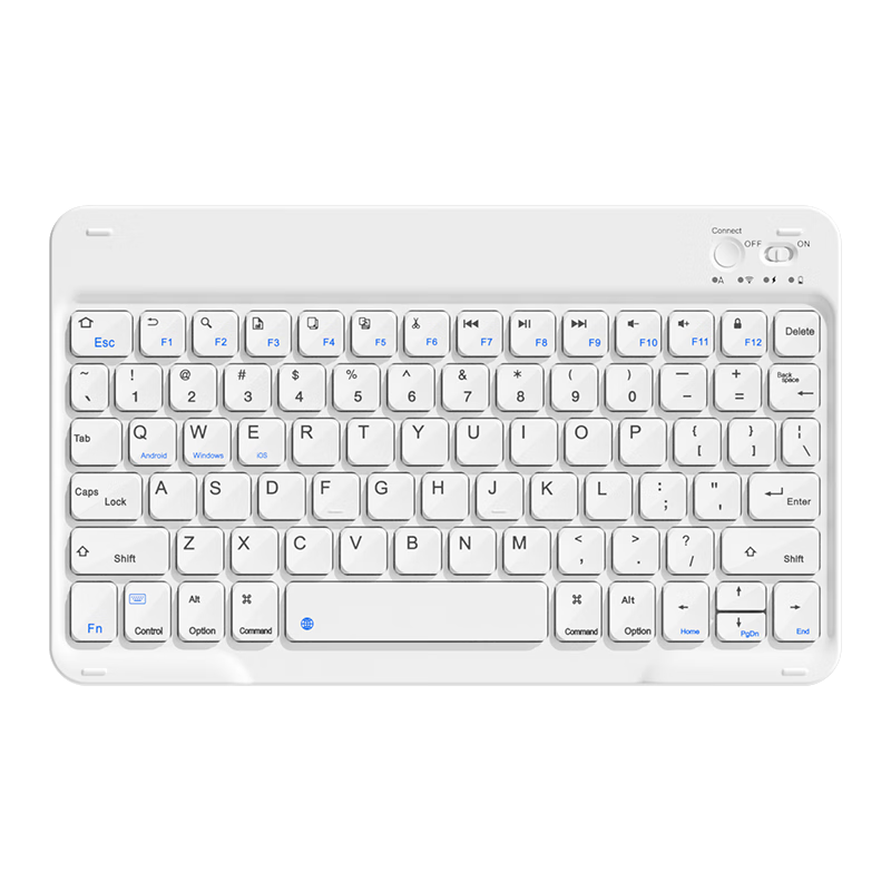 B.O.W Hangshi X19 Ultra-thin Rechargeable Bluetooth Keyboard for Phone iPad Tablet, 68-Key Silent Portable Wireless Keyboard for Home Office, Elegant White