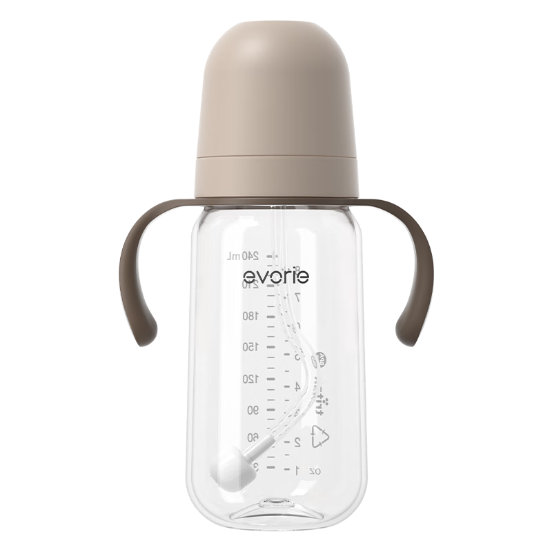 Evorie Exquisite Series Wide Neck Baby Bottle Tritan 240ml Milk Tea Brown (6 Months+)