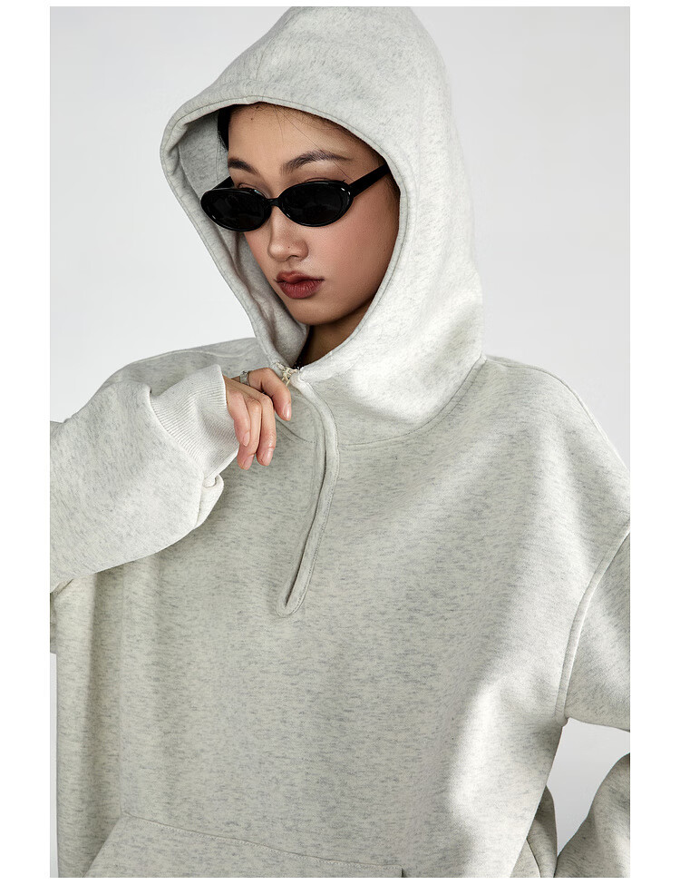 ICH MODE American Vintage Oversized Hoodie Women Spring Loose Jacket New Oversize White Flower Gray XL 7