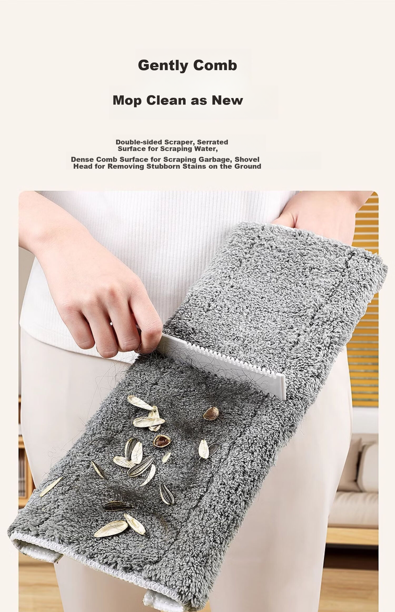 Jiabangshou Flat Mop, 40cm*1 Cloth, Alloy Base Plate, Extendable Handle, Lazy Person's Household Mop, All-In Floor Cleaning Tool 17