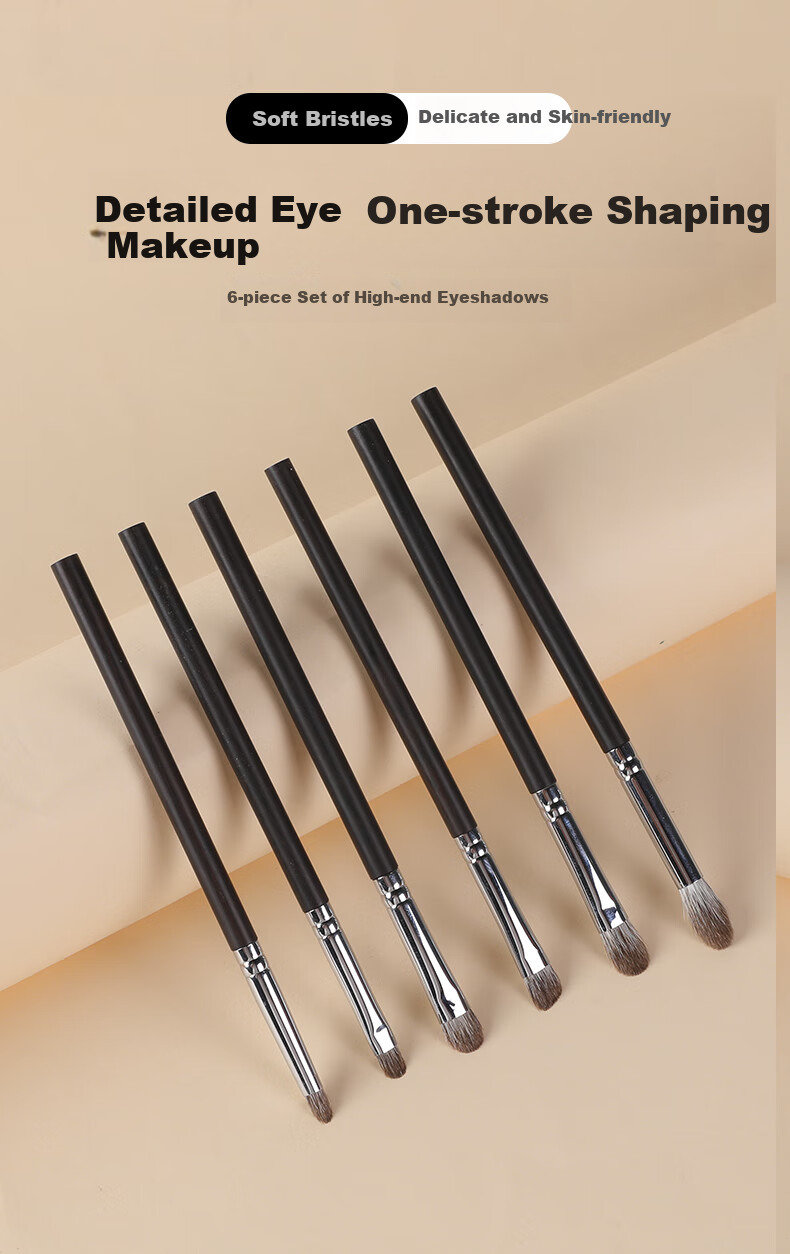 Dongyiyanxuan Soft Bristle Eyeshadow Brush Set of 6, Makeup Brushes, Eyeliner Brush, Puff Brush, Blade Brush, Detail Brush, Concealer Brush, Cangzhou Brush 1
