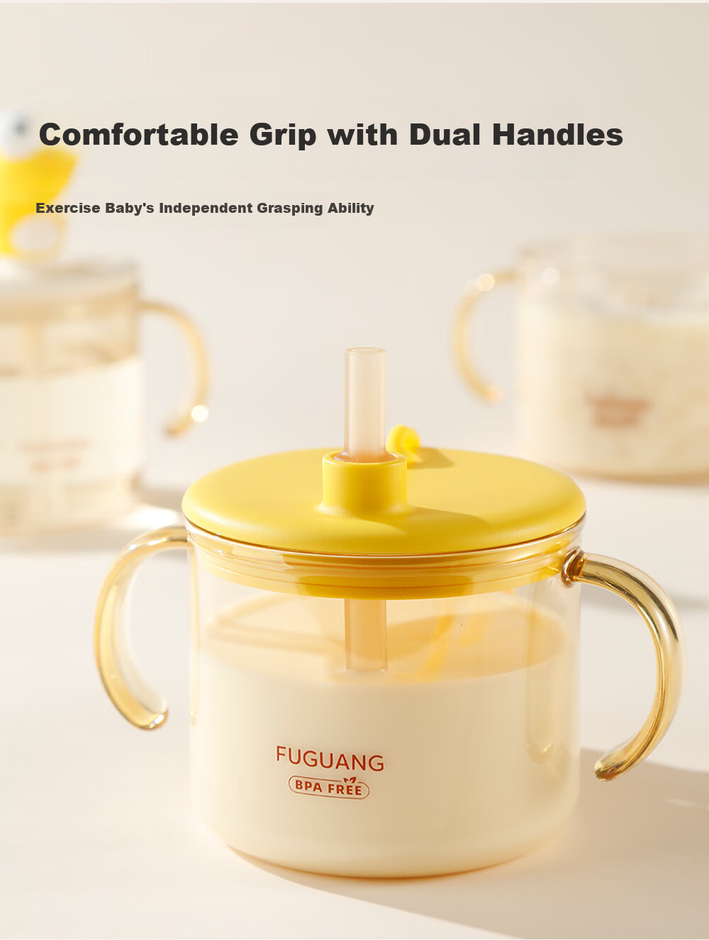 FGA Fuguang Children's Milk Cup with Handle And Scale, Direct Drinking Water Bottle for Babies, PPSU Straw Cup for Learning to Drink 7